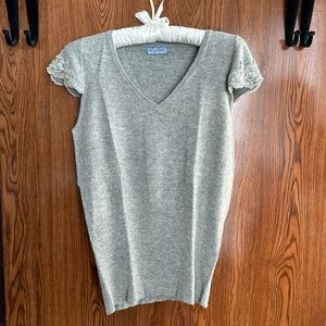 Grey Acrobat Top with Sequined Sleeve